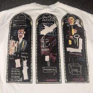 Rare Jean-Michel Basquiat x H&M Who Decides War' White Grunge Art T Shirt Large